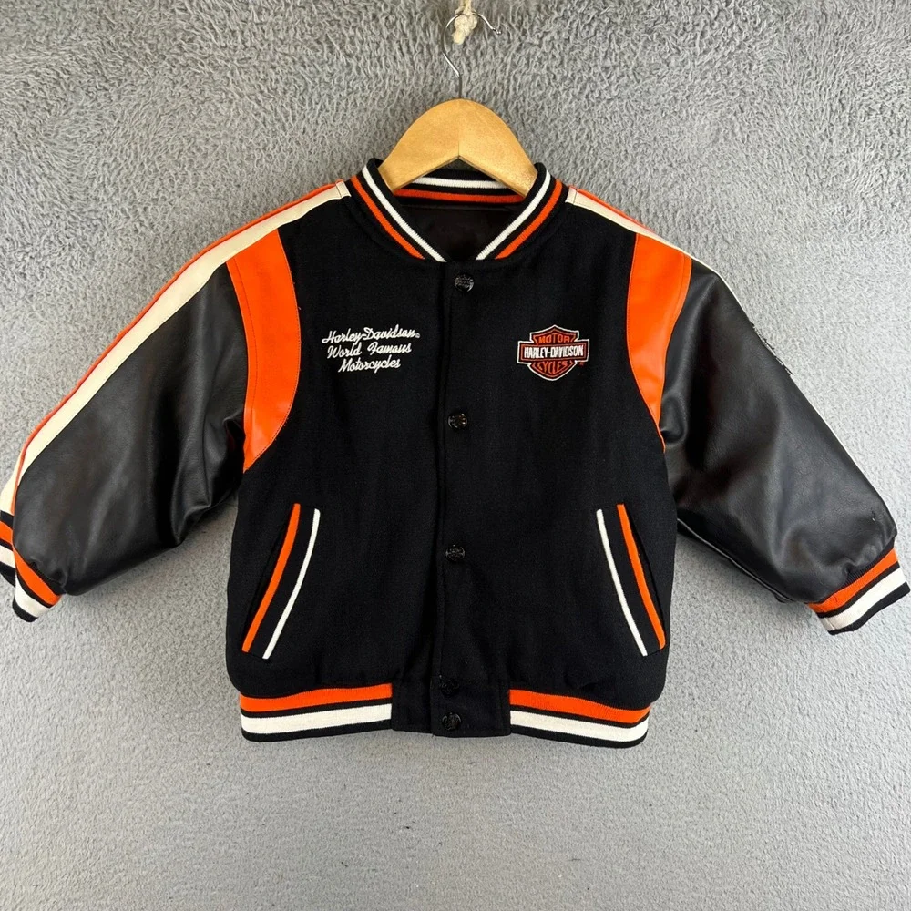 Youth Kid Harley Davidson Kids Reversible Varsity Jacket Embroidered 4T